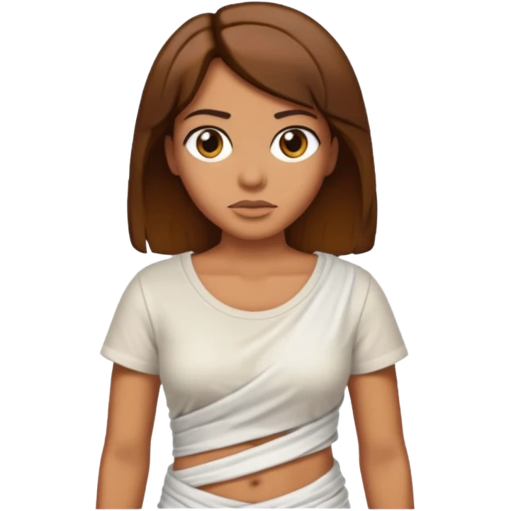 Mummy, his clothes:white T-shirt, brown hair emoji