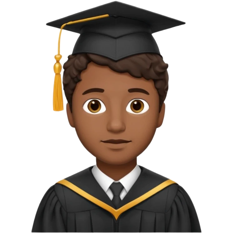 brown man, short very wavy hair, Brunette with graduation emoji