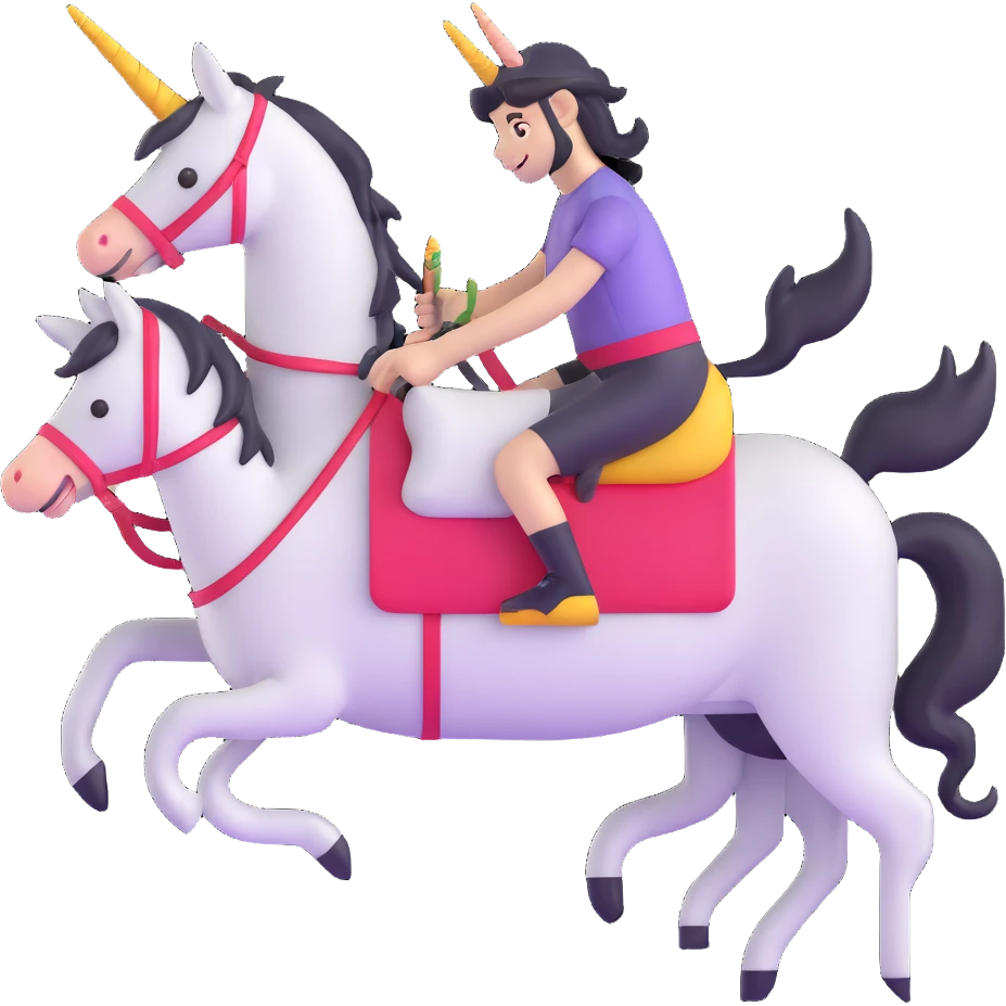 vibrant colored unicorn riding a donkey emoji
