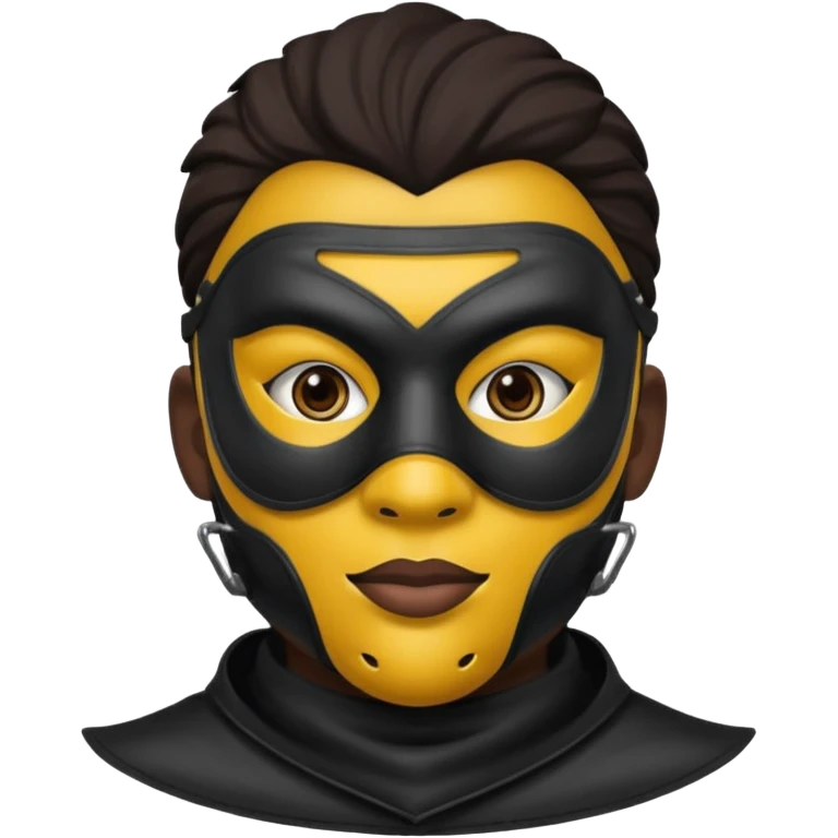 bdsm slave black leather fullhead mask, no metallic details emoji