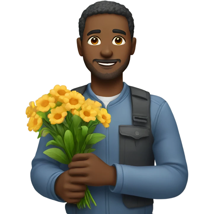 Man giving flowers emoji
