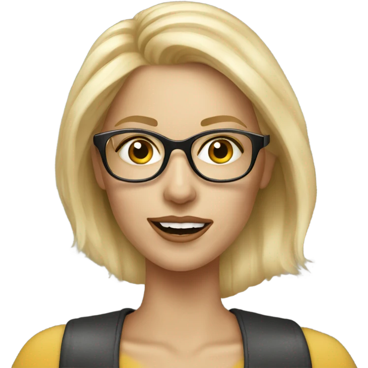 Hyper Realistic Blonde woman wearing glasses calling cell phone emoji