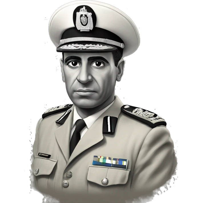 egyptian officer millitary 1970 photorealistic serious emoji