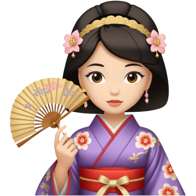 Kimono princess with fan emoji