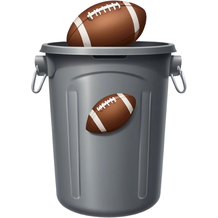 Garbage can with American football emoji