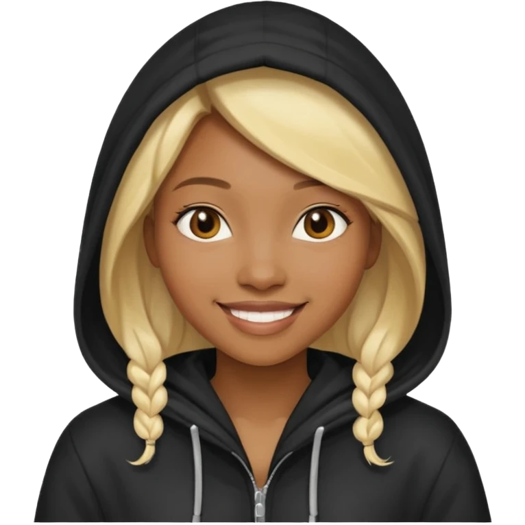 Hooded blonde black woman emoji