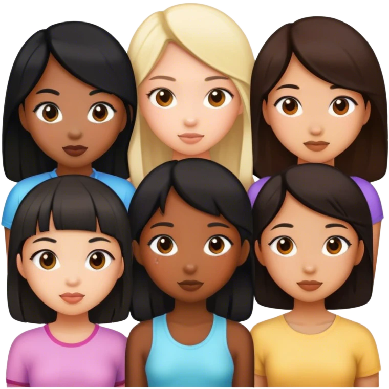 One black girl, four Asian girls emoji