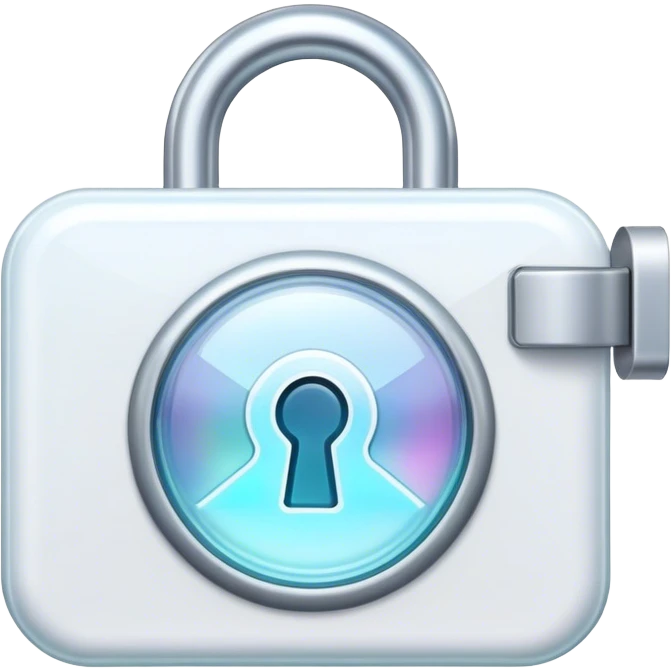 Holographic and glassmorphic white lock emoji
