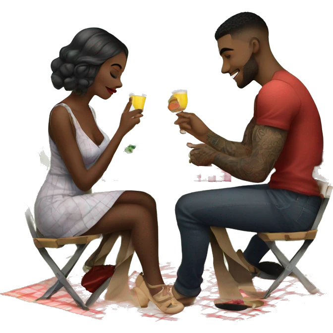 Romantic picnic date for beautiful tattooed couple emoji