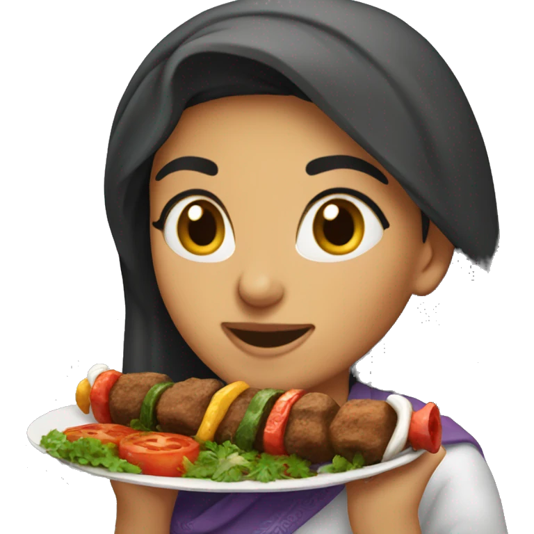Persian girl eating kabob koobideh emoji