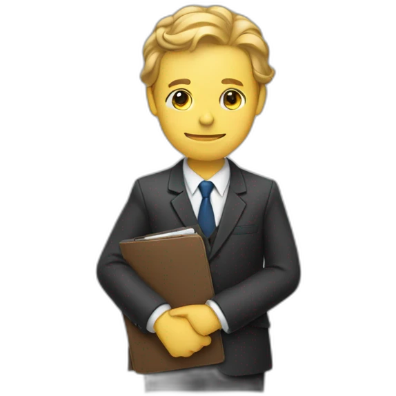 a man in a suit holding a folder in his right hand emoji