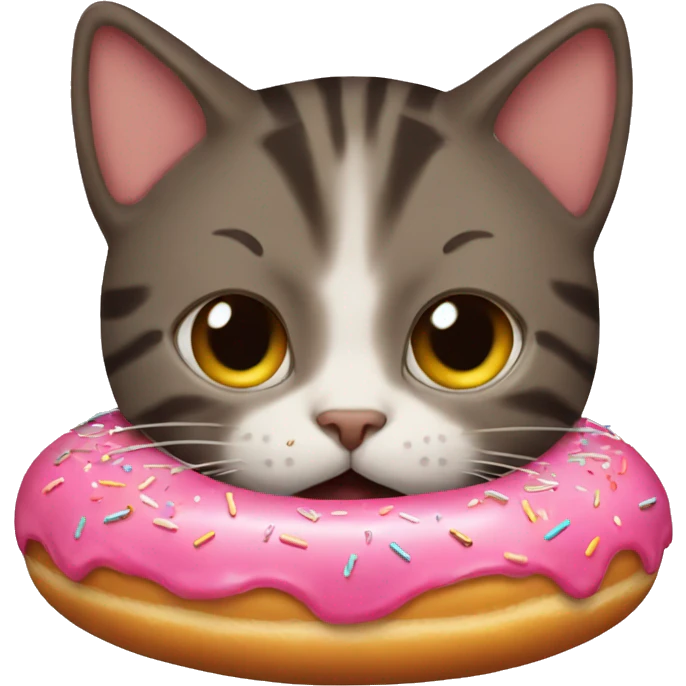Cat aeting donut emoji