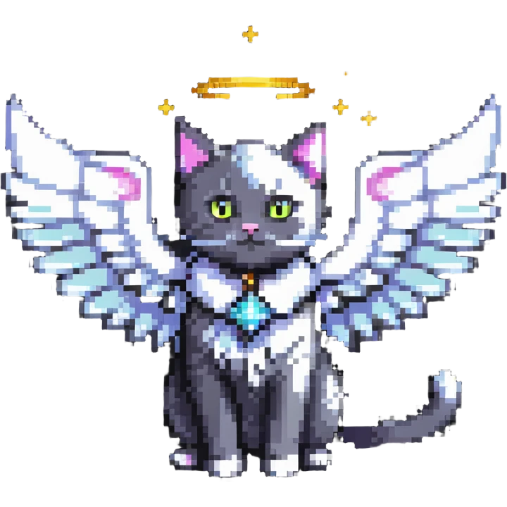 flying cat with magical wings emoji