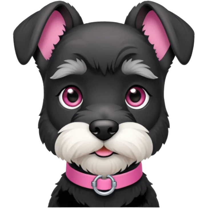 Miniature schnauzer black with pink collar emoji