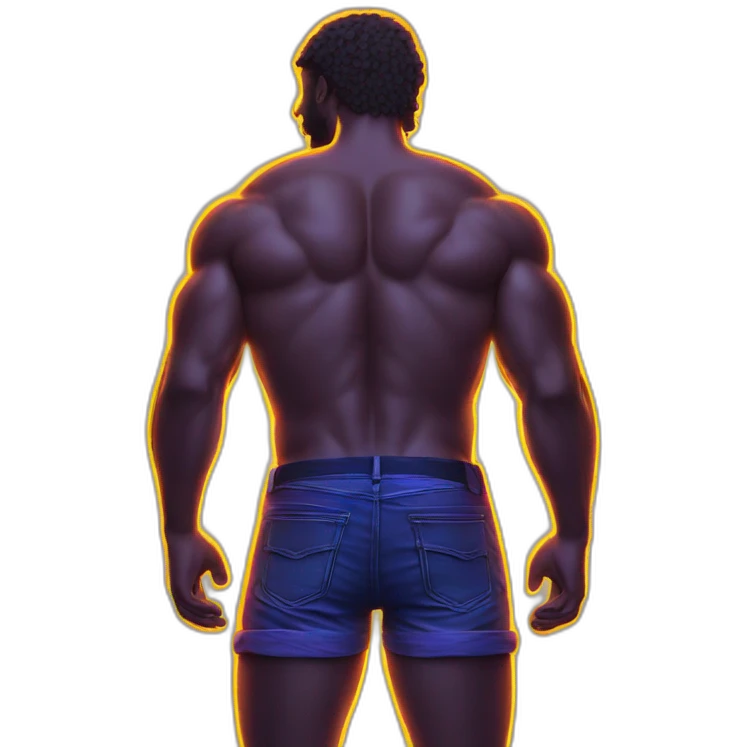 Juicy booty neon sign style man emoji