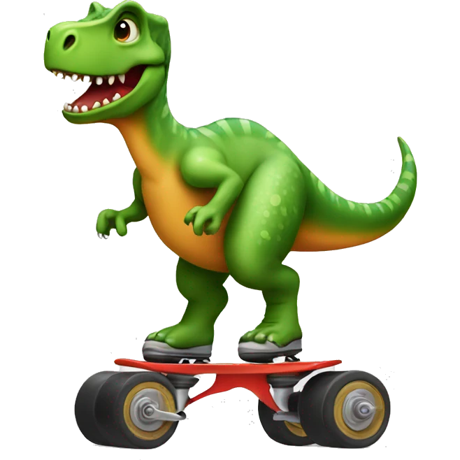 Dinosaur rollerskating emoji