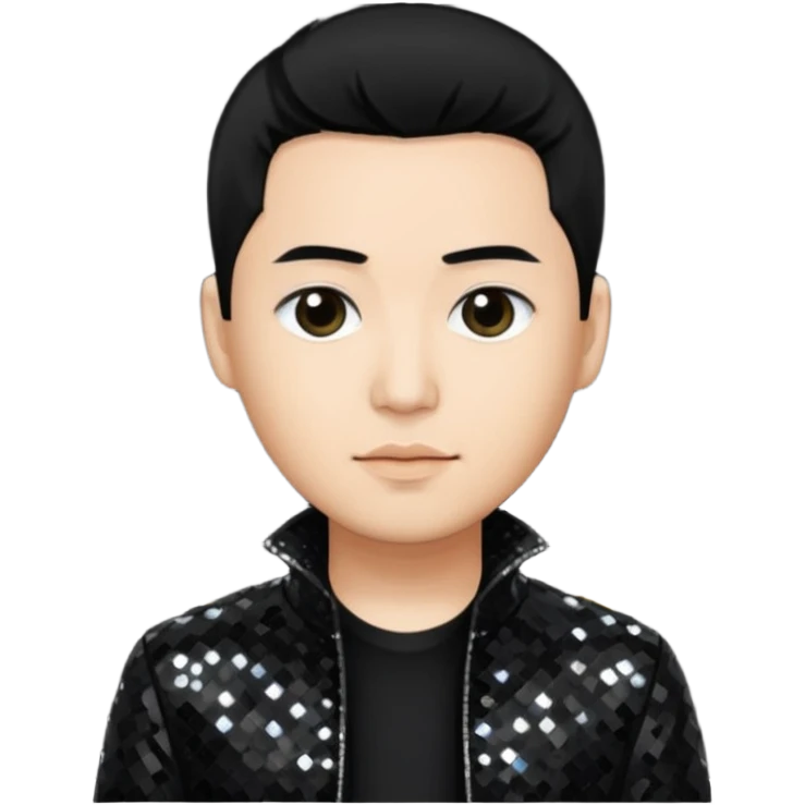 Joe Hahn from Linkin Park with black hair, light skin, black sequin outfit emoji