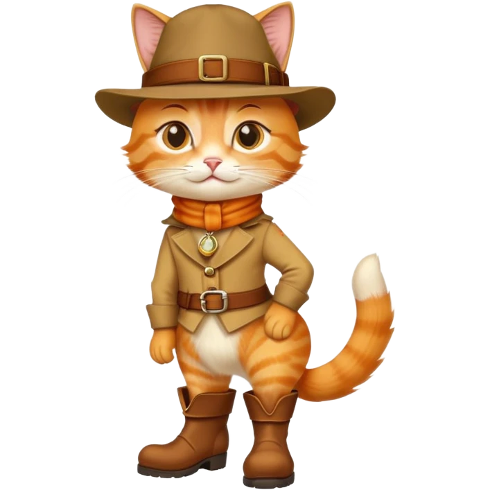 classic Puss in Boots with iconic hat and boots, confident pose emoji