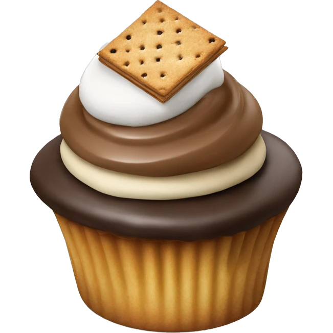 S’mores cupcake with chocolate and graham cracker emoji