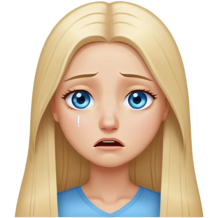 beautiful white girl with long straight blonde hair blue eyes crying  emoji