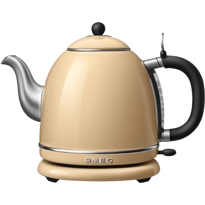 Beige smeg kettle and a cup of tea emoji