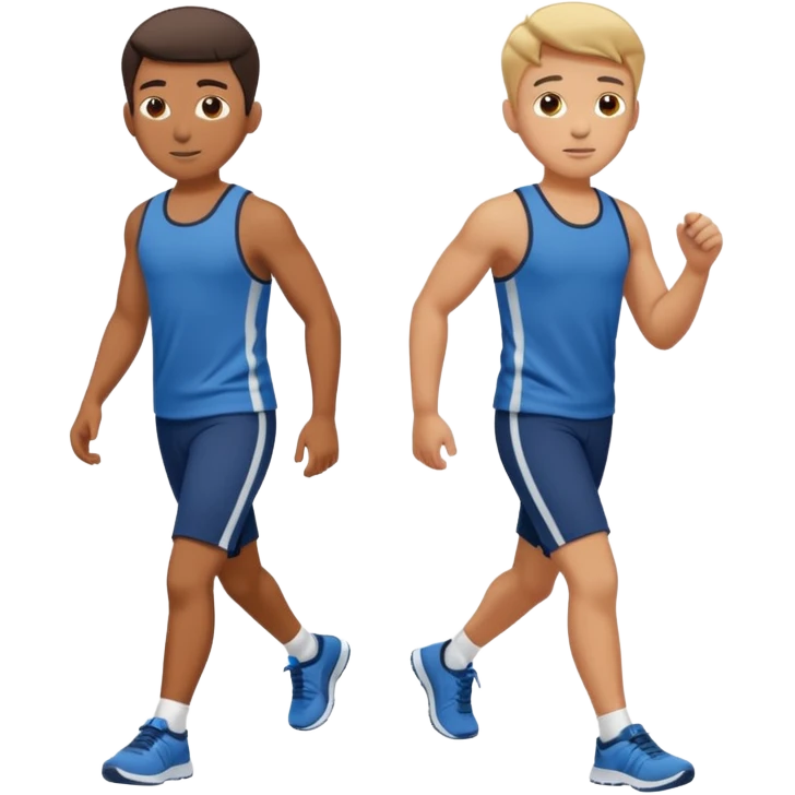 two boys walking, wearing gym clothes, full body emoji