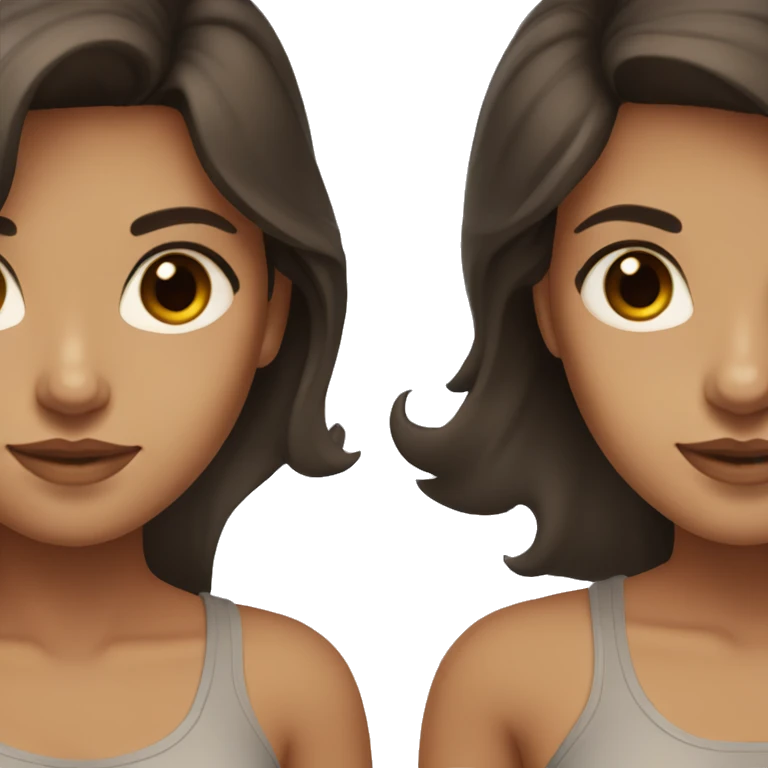 Women with dark brown hair with lightly tanned skin, and dark brown eyes emoji