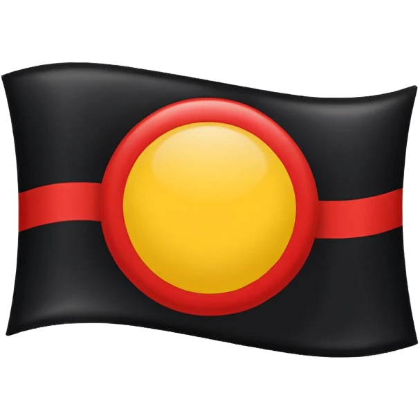 a rectangular flag with the top half solid black and the bottom half solid red with a medium-sized yellow circle in the middle overlapping both colours emoji