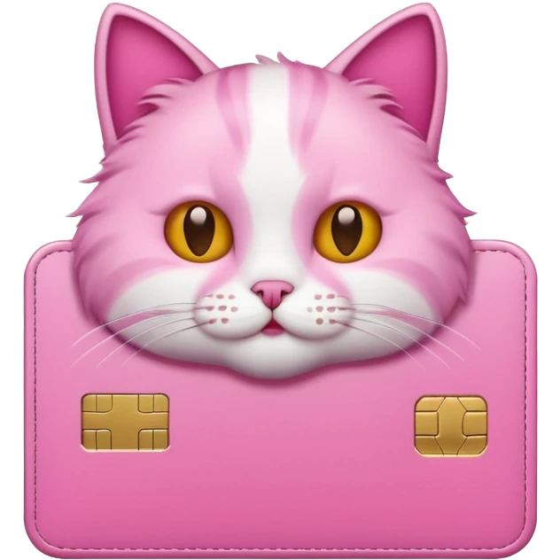 A pink credit card with a cat emoji