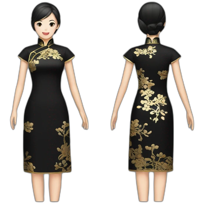 Black cheongsam with gold pattern emoji