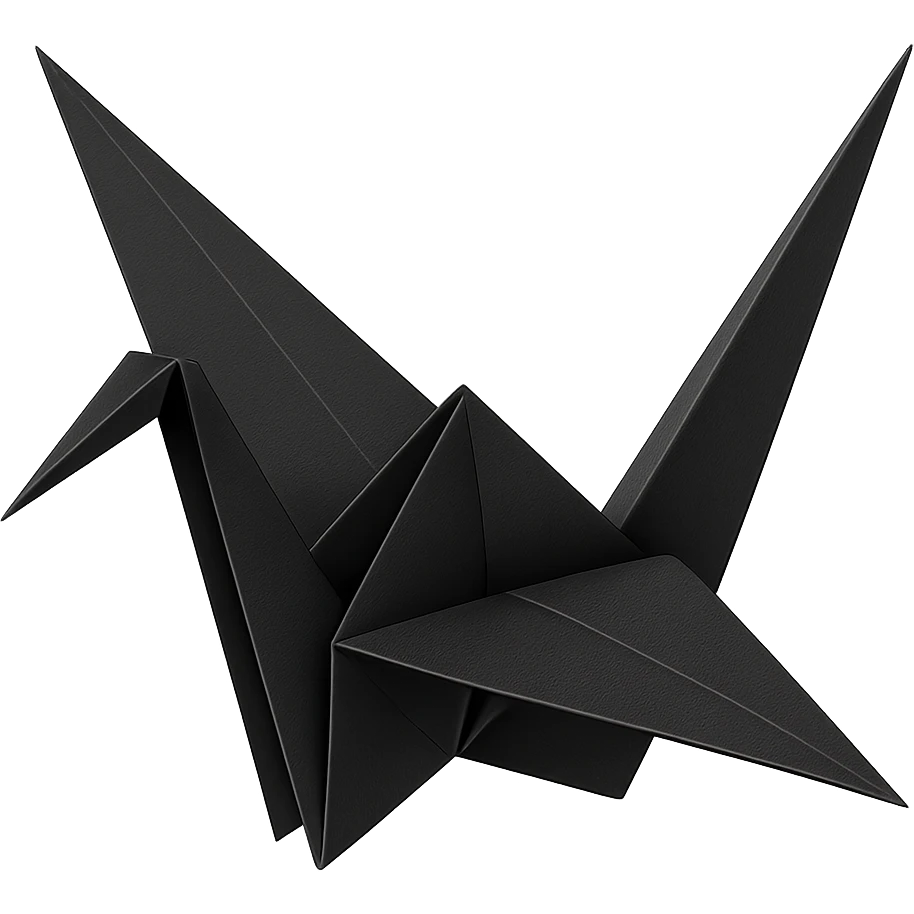 goth black origami crane, no background emoji