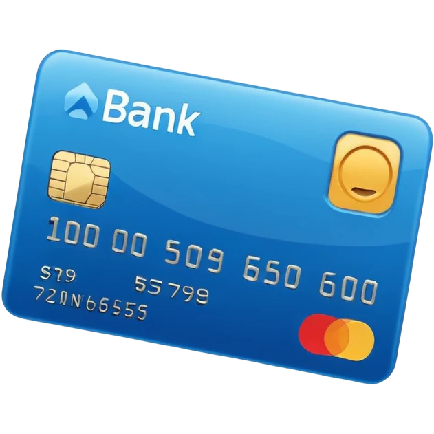 A bank card with a blue background emoji
