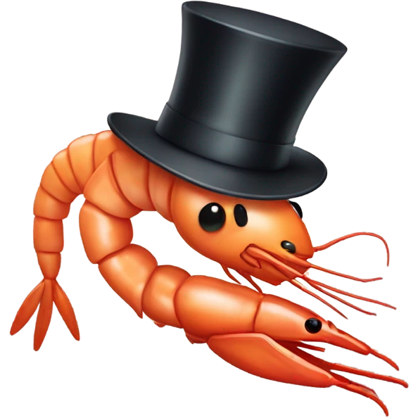 Shrimp with a top hat emoji