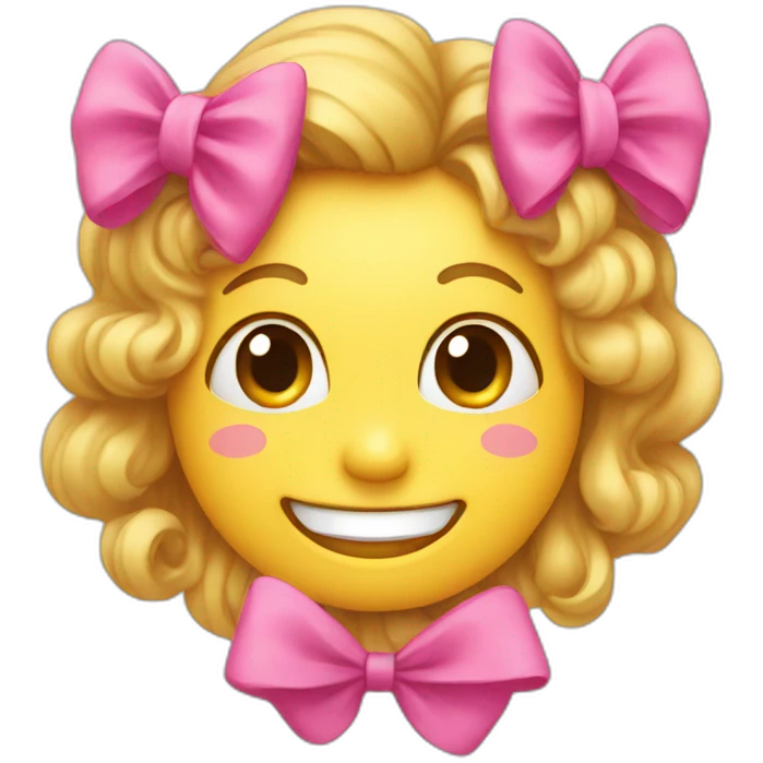 Happy face with a pink bow emoji