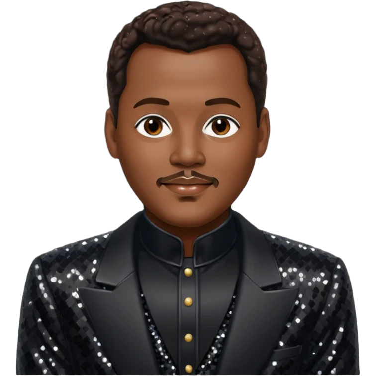 Luther Vandross with dark brown hair, black sequin outfit emoji