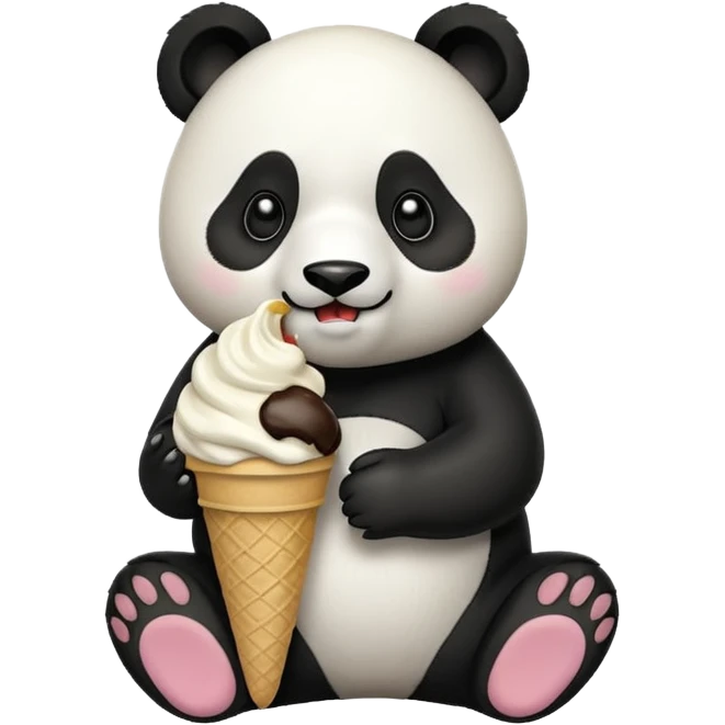 Panda eating ice cream emoji