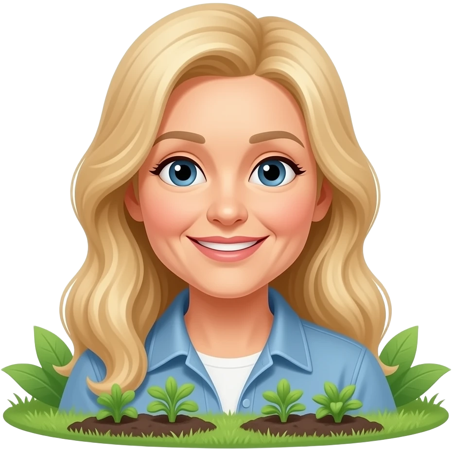 50 year old long blonde hair woman gardening emoji