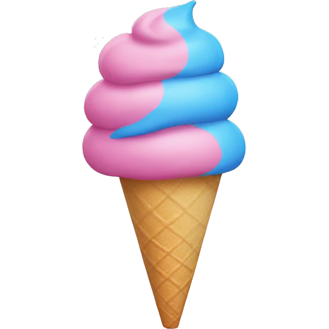 Pink I cream with a blue cone emoji