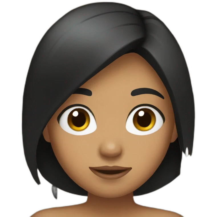 Girl with wheat skin and black hair emoji