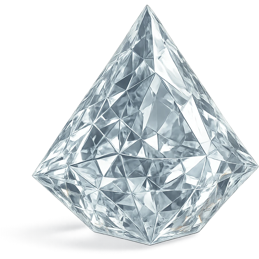 a samosa shaped like a diamond, crystal clear, radiant emoji
