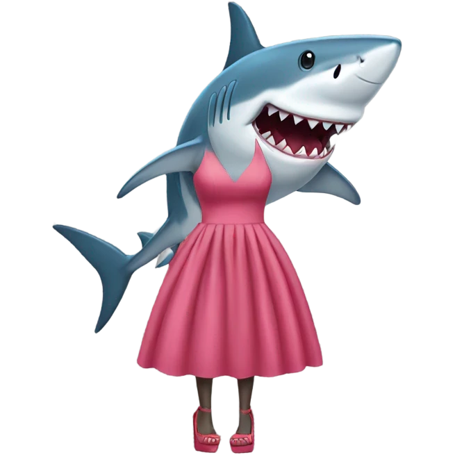 Shark wearing a dress and platform heels  emoji