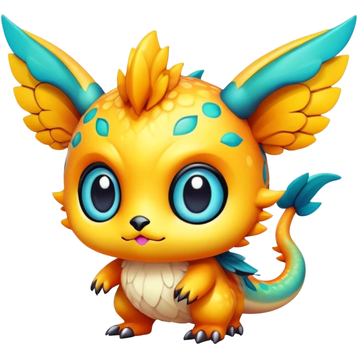 Cool colorful chibi Fakémon-creature emoji