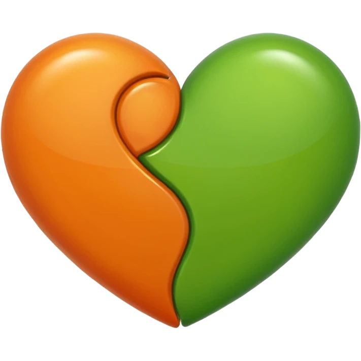 half green half orange heart emoji