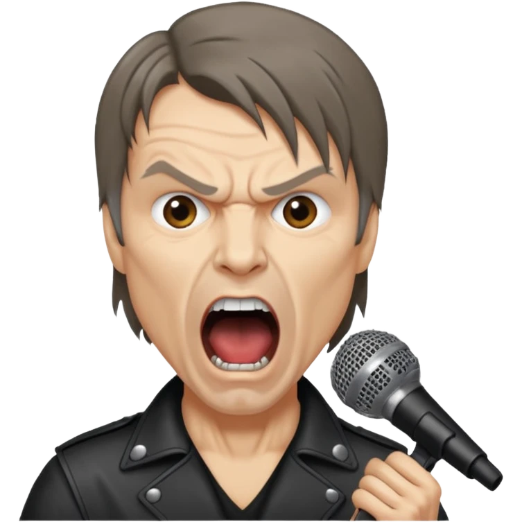 bruce dickinson, metal musician, screaming with mirophone emoji