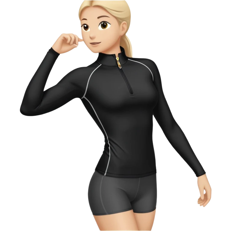 Black athletic quarter-zip top with spandex material and collar emoji