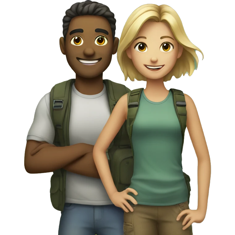 smiling girl with man outdoors emoji