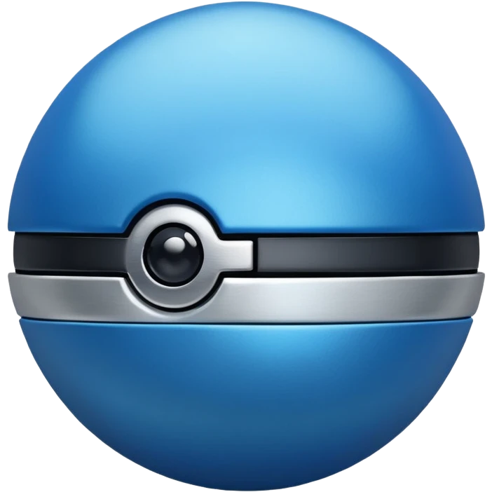 blue pokeball emoji, top half is a more saturated blue, bottom half is white, black stripe, with a metallic sheen emoji