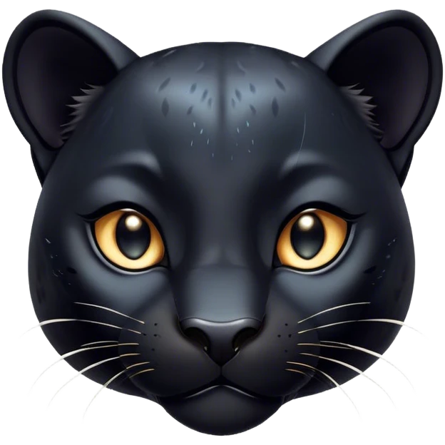 Cinematic Cute black Panther Portrait Emoji, Head tilted playfully and inquisitively, with a smooth, streamlined form accentuated by a subtle sheen and round, sparkling eyes filled with charm, Simplified yet irresistibly adorable features, highly detailed, glowing with a warm, inviting glow, high shine, affectionate and lively, stylized with a touch of whimsical mystery, bright and endearing, soft glowing outline, capturing the essence of a mischievous yet loving black Panther that seems as if it could pounce out of the screen into your arms! emoji