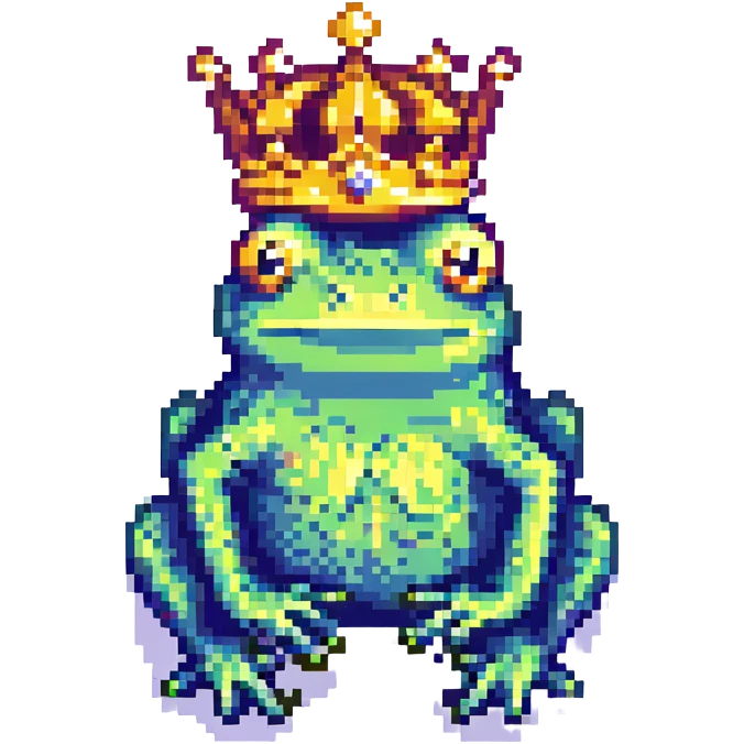 crowned frog pixel art emoji