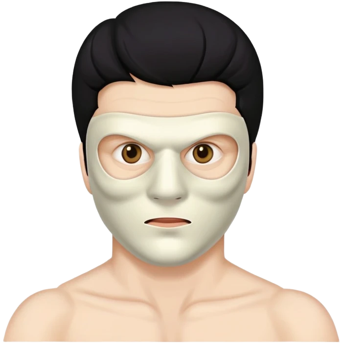 masked man, evil, serial killer, creepy, black hair, older, shoulders emoji